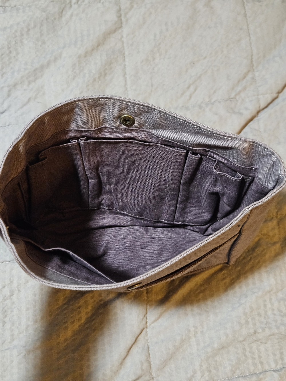 Portland Leather Goods Gray Canvas Organizer with Brass Snap - Picture 2 of 4